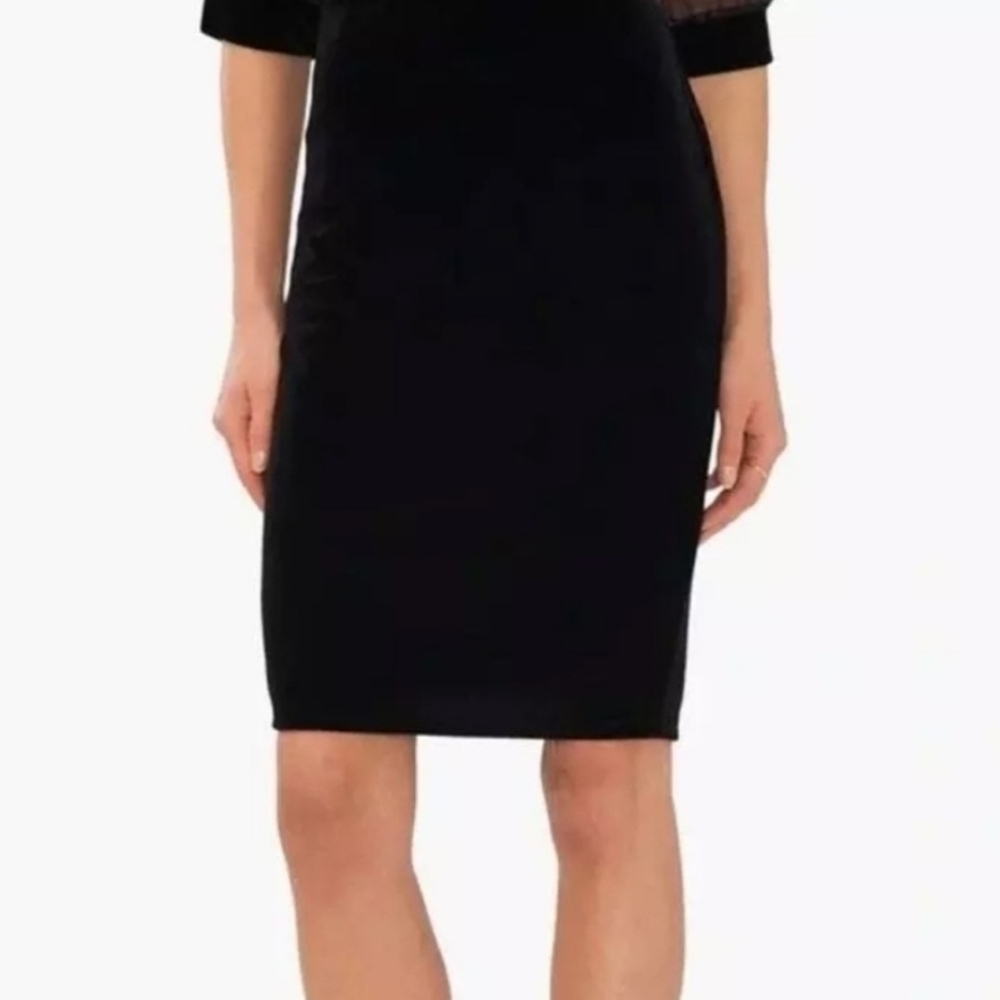 Halogen Black Velvet Elastic Waist Straight Pencil Skirt L